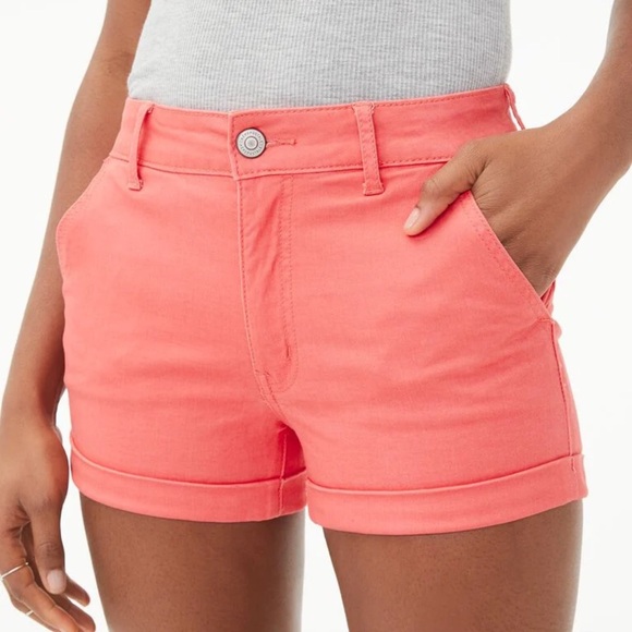 High-Rise Twill Midi Shorts - Picture 1 of 4